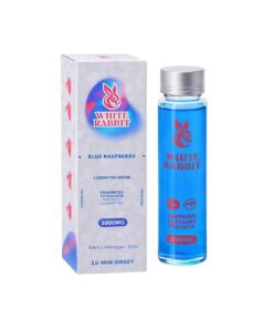 White Rabbit brand Blue Raspberry flavor three thousand milligram specialty liquid elixir bottle with carton