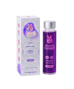 White Rabbit brand Grape flavor three thousand milligram specialty liquid elixir bottle and carton