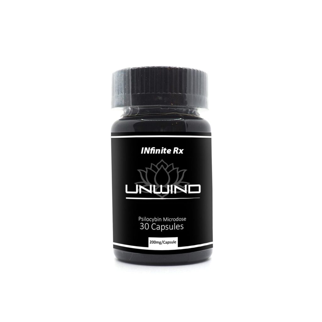 INfinite Rx brand Unwind model wellness supplement container with a sleek secure closure