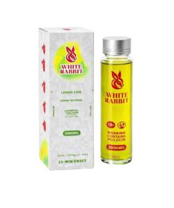 White Rabbit brand Lemon Lime flavor three thousand milligram specialty liquid elixir bottle and carton