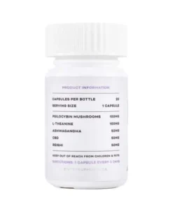 Back of Euphoria brand Brain Capsules two thousand milligram specialty supplement container with a secure lid