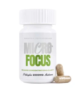 Euphoria brand Focus Capsules two thousand milligram specialty supplement container with a secure lid