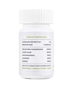 Back of Euphoria brand Focus Capsules two thousand milligram specialty supplement container with a secure lid