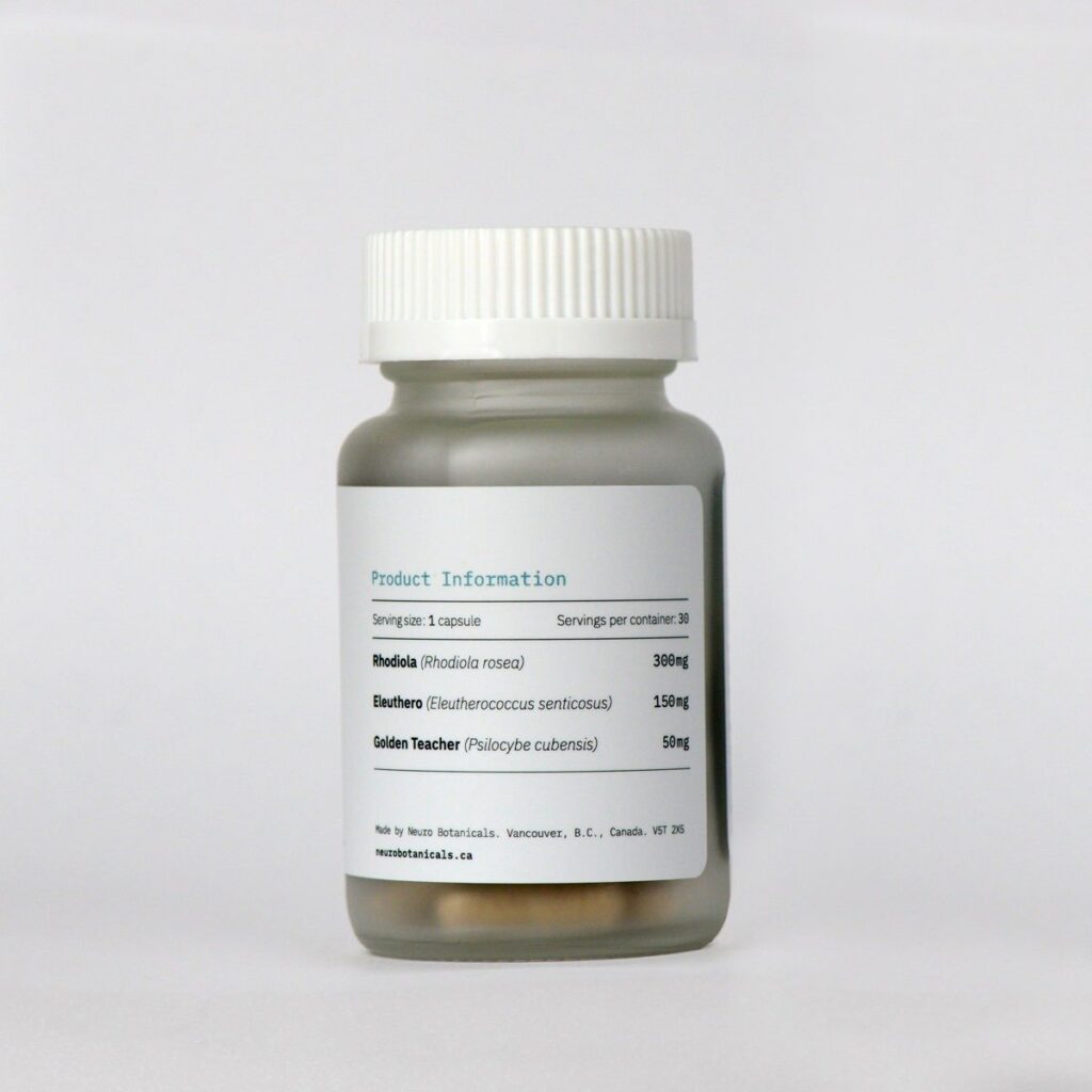 Side view of Neuro Botanicals brand Brain Formula model premium specialty supplement container