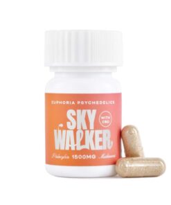 Front view of Euphoria brand Skywalker five count three hundred milligram specialty supplement packaging