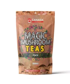 Front view of Canada Edition Peach flavor one thousand milligram specialty dry botanical tea blend packaging
